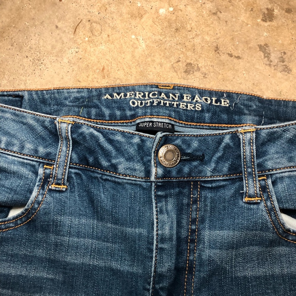 American Eagle Outfitters Women's Dark Blue Skinny Jeans Size 12 - Picture 3 of 5